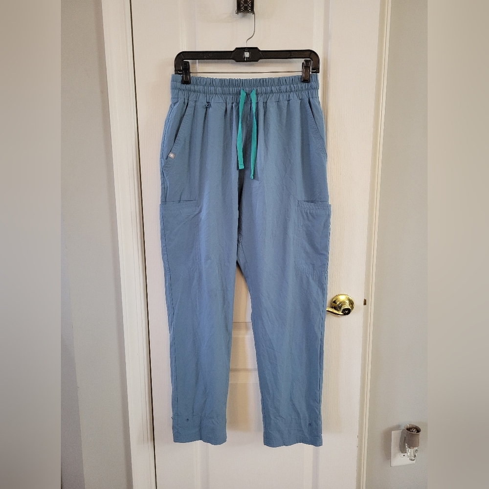 FIGS Saumer High Waisted Fionlite Jogger Scrub Pants Citrine Blue Medium Petite